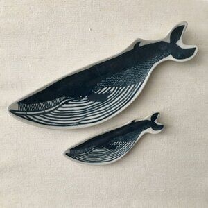 Blue Whale Ceramic Serving Dish Set - Nautical Whale Plates